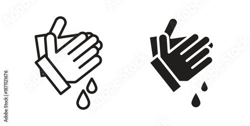 Handwashing icons in filled, thin line, outline and strokes