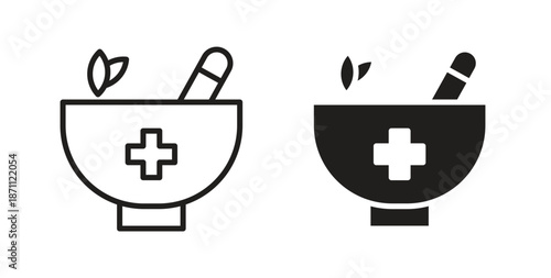 Herbal medicine icons in filled, thin line, outline and strokes