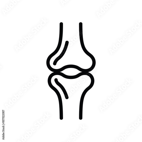 Simple black line drawing of a human knee joint anatomy illustration