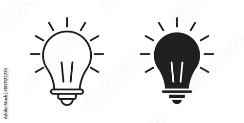 Idea icons in filled, thin line, outline and strokes