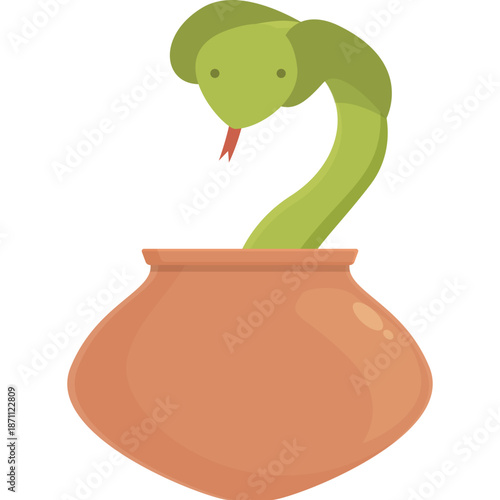 Cartoon Snake Emerging from Pot
