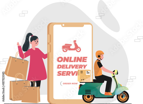 Online Shopping and Fast Delivery Service Vector Characters - Last Mile Logistics Pack, E-commerce Delivery & Shipping Vector Illustration Bundle