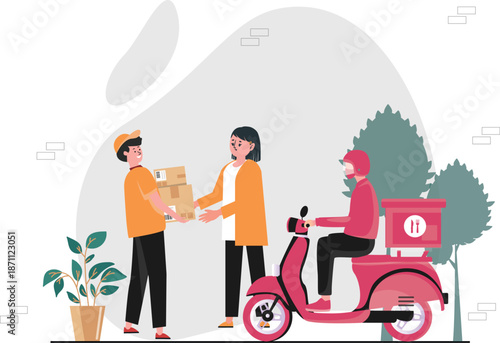 Online Shopping and Fast Delivery Service Vector Characters - Last Mile Logistics Pack, E-commerce Delivery & Shipping Vector Illustration Bundle