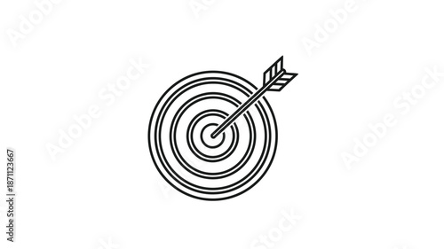 An arrow hitting the center of a target simple design silhouette