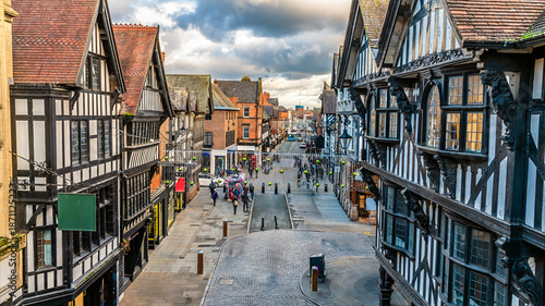 Photography A view from the city walls east down Eastgate Street in the city of Chester, Che
