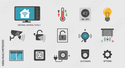Collection of Smart Home Technology Icons and Devices.