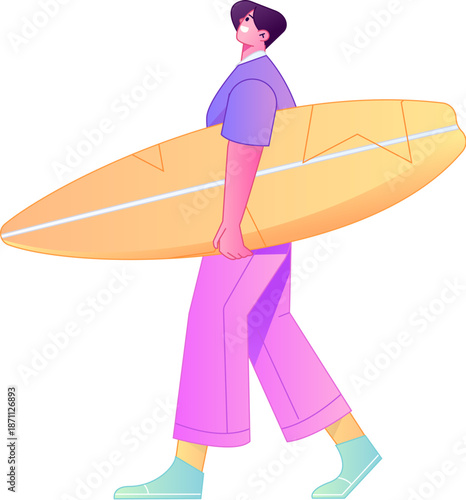 Figure in motion, posing, balancing, vector, flat, gradient illustration

