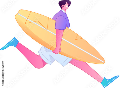 Figure in motion, posing, balancing, vector, flat, gradient illustration
