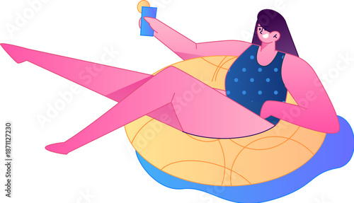 Figure in motion, posing, balancing, vector, flat, gradient illustration
