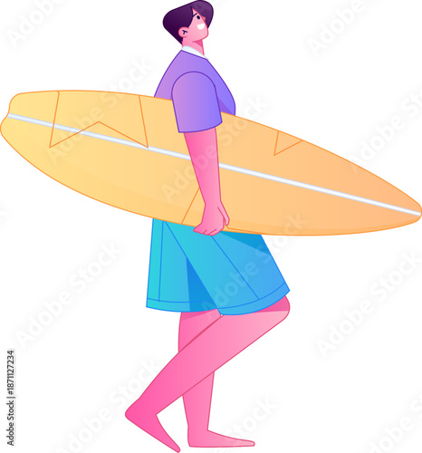 Figure in motion, posing, balancing, vector, flat, gradient illustration
