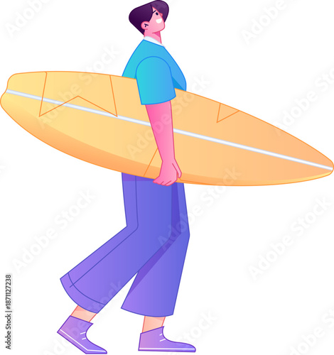 Figure in motion, posing, balancing, vector, flat, gradient illustration
