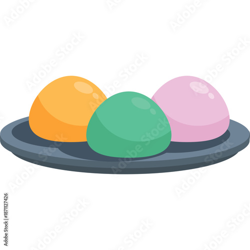 Colorful Mochi Balls on a Plate