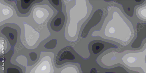 Abstract contour map or topographic pattern in shades of gray with distinct color-coded layers and smooth, organic shapes creating a visually engaging and modern background