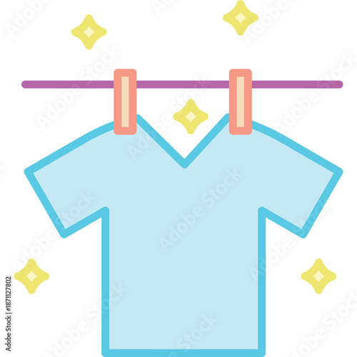Clean T-shirt Drying on a Clothesline