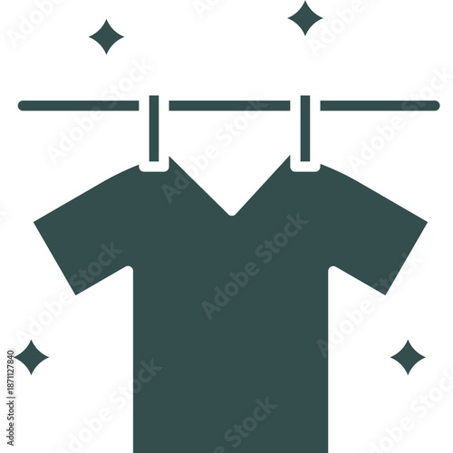 Clean T-Shirt Drying on Clothesline Icon