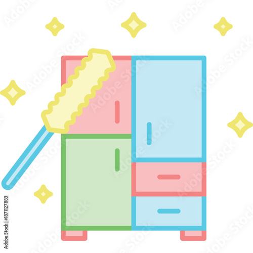 Cleaning and dusting furniture icon