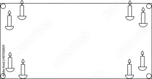 Rectangular candlelight frame with a doodle outline style. 