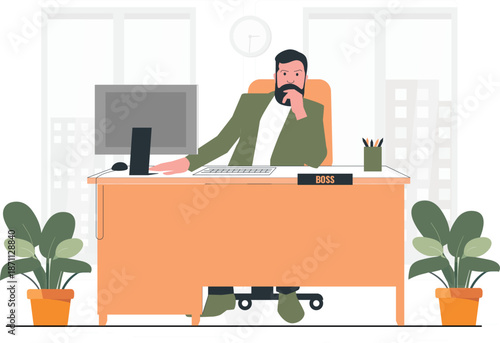 Corporate Teamwork, Data Analysis & Remote Work Vector Concepts, Flat Business & Office Workspace Vector Illustrations