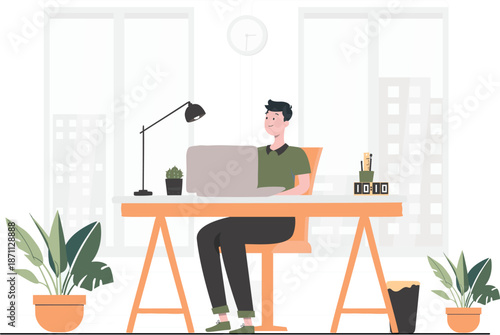 Corporate Teamwork, Data Analysis & Remote Work Vector Concepts, Flat Business & Office Workspace Vector Illustrations