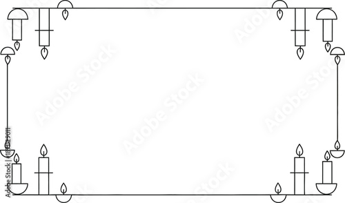 Rectangular candlelight frame with a doodle outline style. 