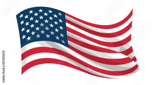 American flag vector illustration showing stars and stripes of the United States of America