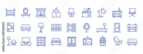Furniture icon set. Editable line icons. Vector illustration.