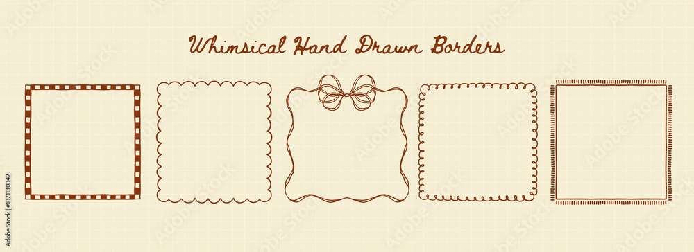 Fototapeta premium Whimsical Romantic Hand Drawn Border Square
