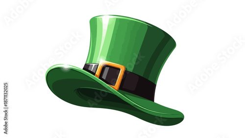 Green Leprechaun Hat with Black Band and Gold Buckle for St. Patrick's Day Celebration