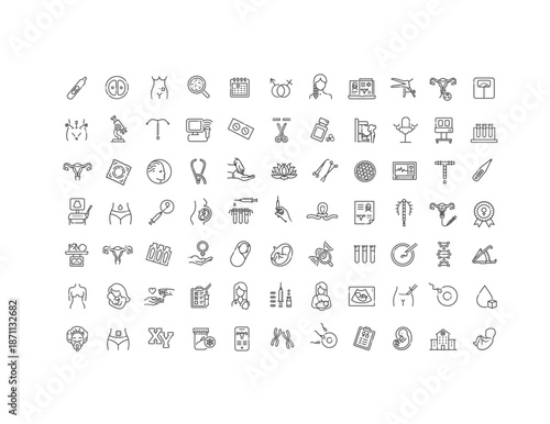 Gynecology and Obstetric Line Icons Vector