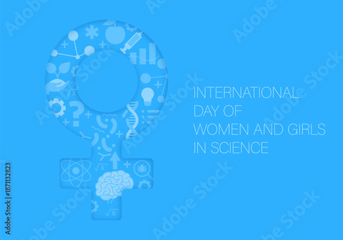 Woman with science. International Day of Women and Girls in Science. Woman scientist. Science girl
