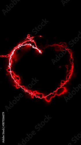 heart shape with red electric animation that moves randomly
