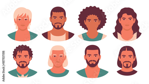 A diverse group of people with different ethnicities and hairstyles are illustrated in a modern and vibrant style.