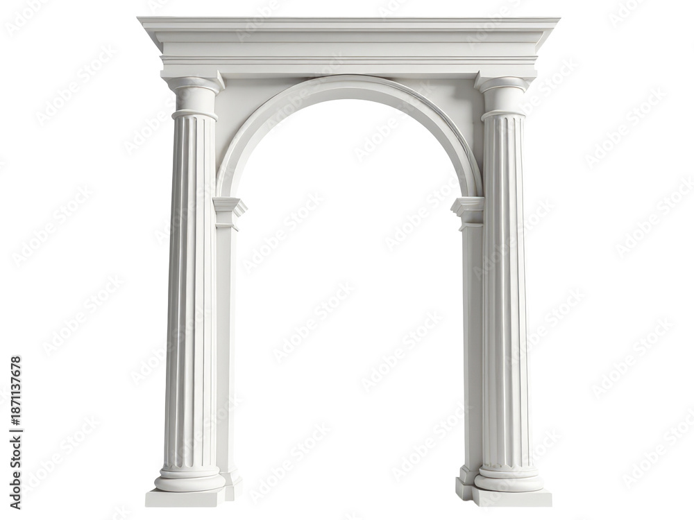 Fototapeta premium A simple and elegant clock tower arch with a clock on top