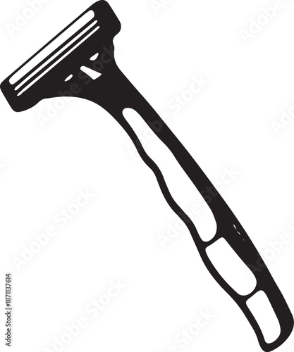 Black silhouette of a disposable razor with multiple blades and a contoured handle