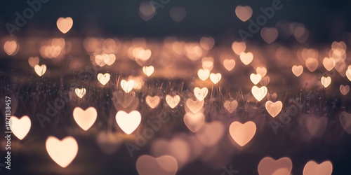 Romantic heart shaped lights in a magical setting