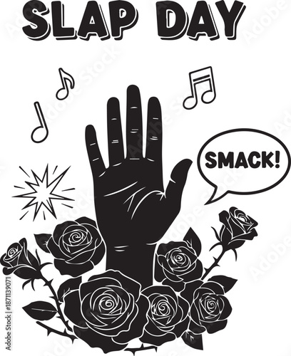 Slap day graphic with hand and roses