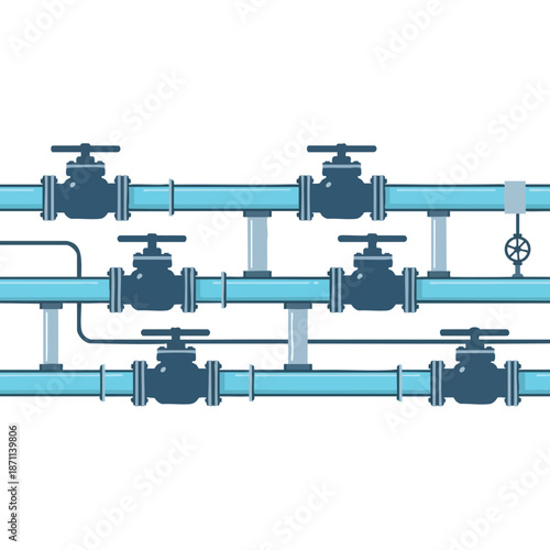 Industrial Pipe System with Valves