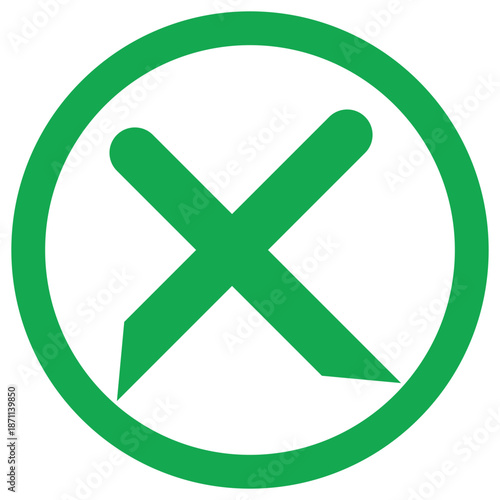 Green circle with cross symbol for cancel or delete