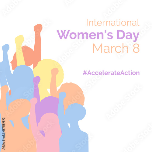 International Women s day, celebrated on March 8, honors women s achievements and promotes equality and empowerment worldwide. Silhouettes of women from various cultures and nations. Banner poster.