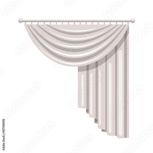 Elegant White Curtain Drapery Illustration