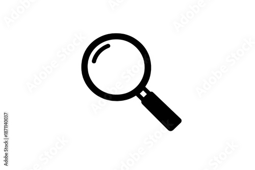 Search icon representing find and explore actions. Black flat vector icon with transparent background for UI, apps and websites.
