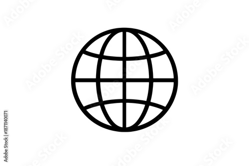 Geopolitics globe icon representing global affairs and international context. Black flat vector icon with transparent background for news graphics and dashboards.