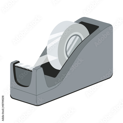 Grey Desk Tape Dispenser with Adhesive Roll
