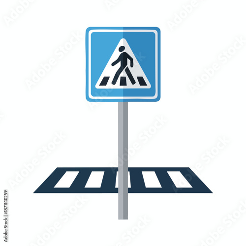 Pedestrian Crossing Sign on Road