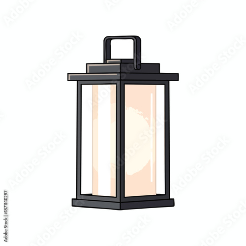 Outdoor black metal lantern with handle
