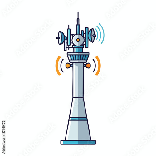 Telecommunications Tower with Antenna and Signal