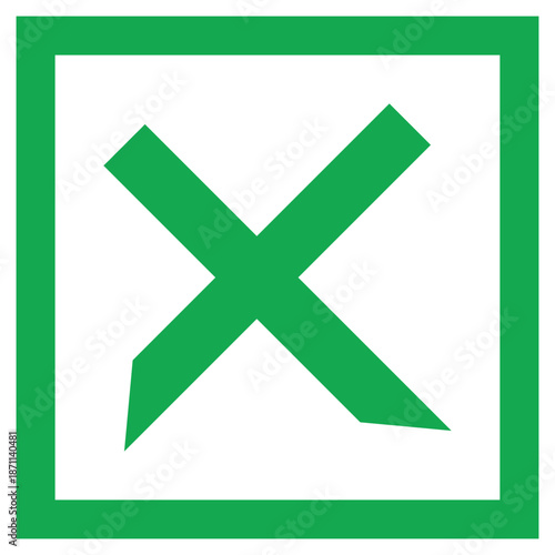 Green X mark in square sign symbol