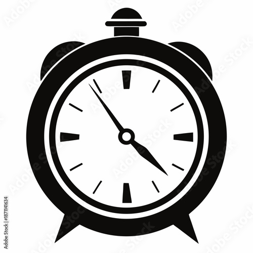 Classic alarm clock icon black and white time management punctuality schedule reminder wake up