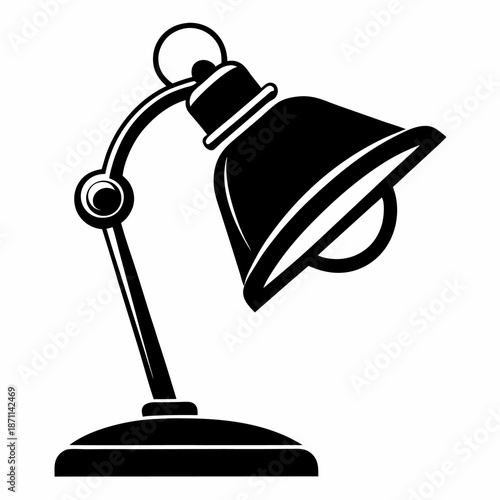 Classic desk lamp icon black and white simple design office study reading light fixture
