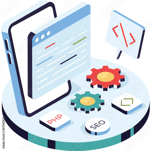 Digital Development and Coding Concept